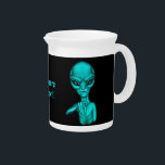 Bad Alien , You're next ! Beverage Pitcher<br><div class="desc">Grey Alien ,  Bad Alien ,  You're next ! in black and green style ,  Fantasy Art Pencil Drawing by Krisi ArtKSZP >>> More Products in Store Category >>> Alien >>> Bad Alien in black and green</div>