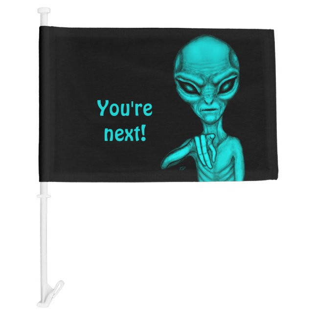Bad Alien , You're next ! Car Flag (Front)