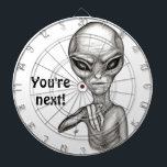 Bad Alien , You're next ! Dart Board<br><div class="desc">Grey Alien ,   Fantasy Art Pencil Drawing by Krisi ArtKSZP >>> More Products in Store Category >>> Alien >>> Bad Alien</div>