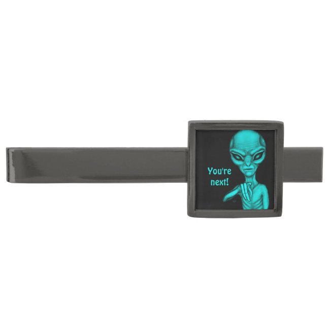 Bad Alien , You're next ! Gunmetal Finish Tie Bar (Front)