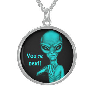 Bad Alien , You're next ! Sterling Silver Necklace