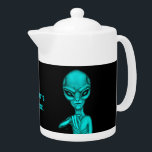 Bad Alien , You're next ! Teapot<br><div class="desc">Grey Alien ,  Bad Alien ,  You're next ! in black and green style ,  Fantasy Art Pencil Drawing by Krisi ArtKSZP >>> More Products in Store Category >>> Alien >>> Bad Alien in black and green</div>