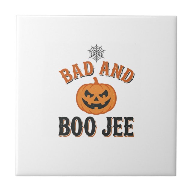 Bad And Boo Jee Halloween Pumpkin Graphic_1 Ceramic Tile (Front)