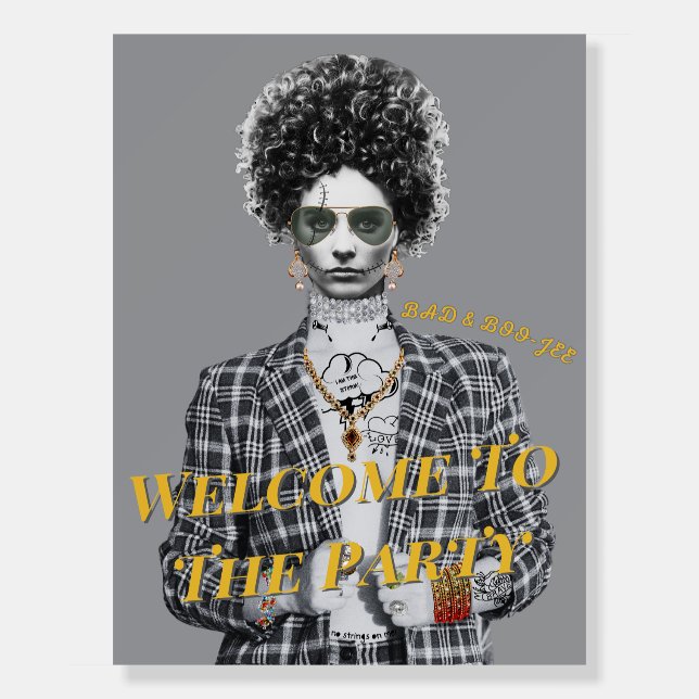 Bad and Boojee Gothic Halloween Party Sign (Front)