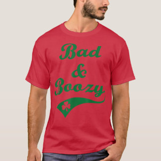 Bad And Boozy Drinking Lucky Shamrock St Patrick's T-Shirt