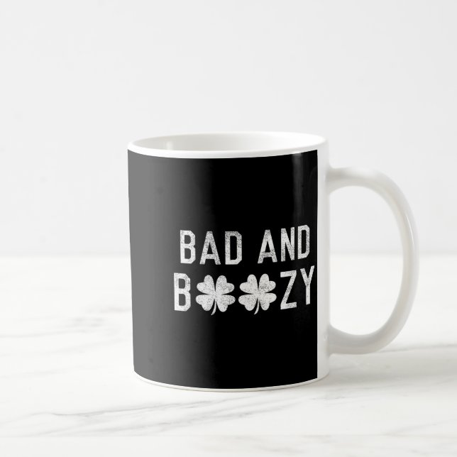 Bad And Boozy St Patricks Day Shamrock Green  Coffee Mug (Right)