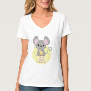 Bad and Classy Kawaii Rat Eating Cheese Yellow  T-Shirt