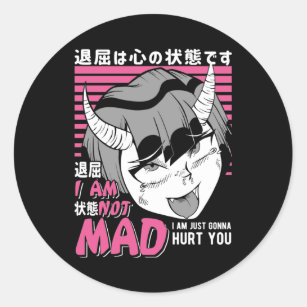 Bad Anime Girl Otaku Angry Manga Devil Classic Round Sticker