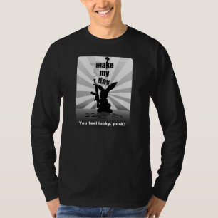 Bad-Ass Bunny with Rifle Long Sleeve Black T-Shirt