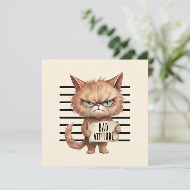 Bad Attitude Cat Mugshot – Funny Feline Design (Standing Front)