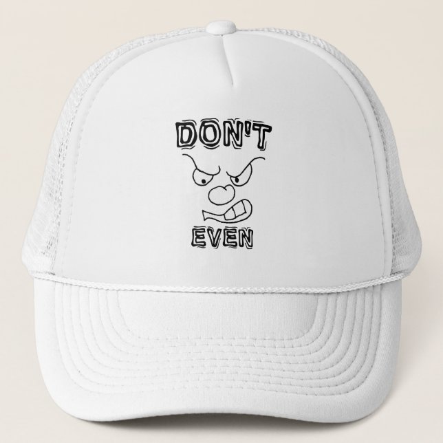 Bad Attitude Hat - Angry Face Trucker Cap (Front)