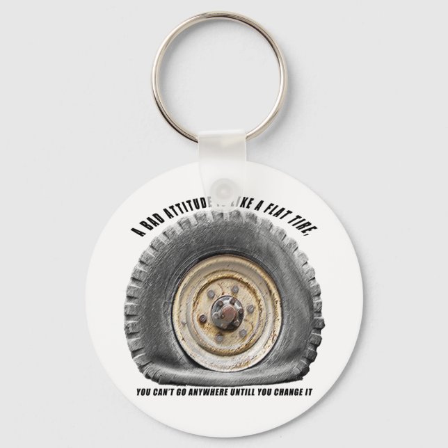 Bad Attitude Like Flat Tire Keychain (Front)