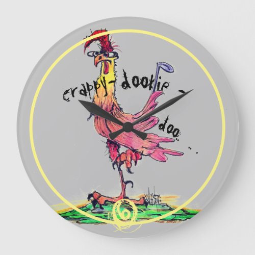 Bad Attitude Rooster Who Doesnt Give A Crappy on Large Clock