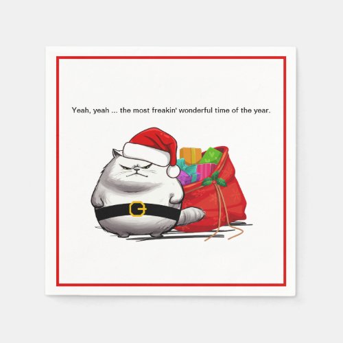 Bad Attitude Santa Cat Christmas Napkins