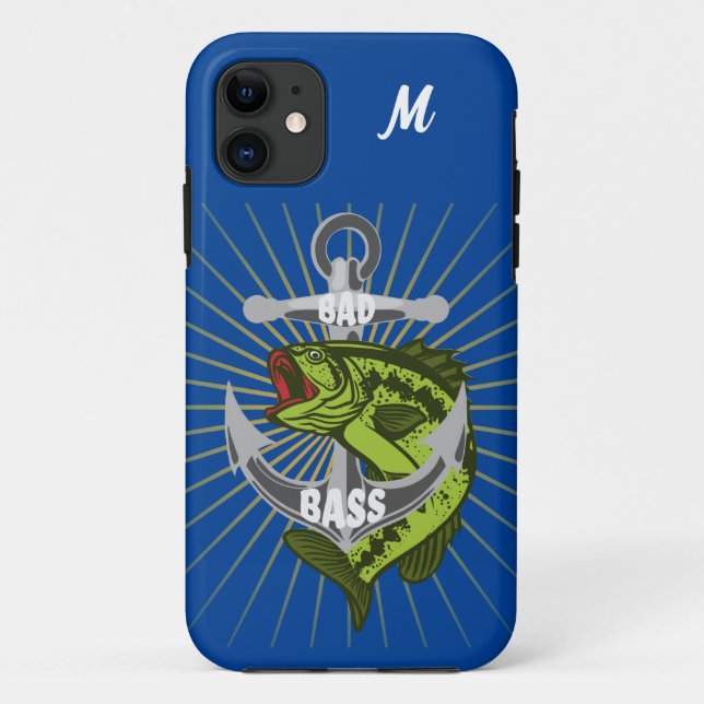 Bad Bass With Boat Anchor Trophy Personalize Case-Mate iPhone Case (Back)