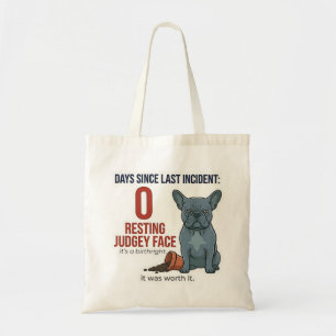 Bad Blue Frenchie No Regrets Funny Dog Mom Tote Bag