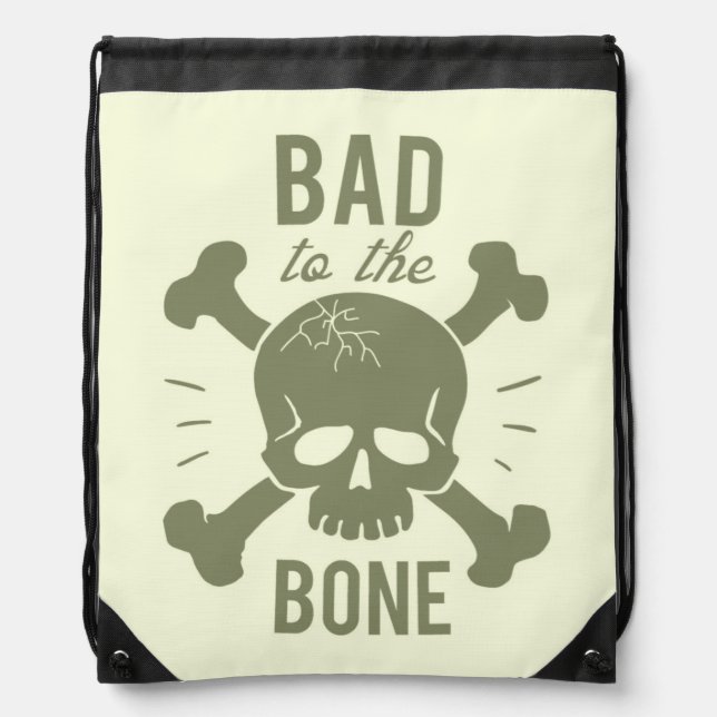 Bad Bone Skull & Crossbones Drawstring Bag (Front)