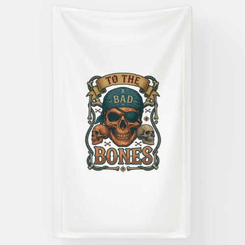 Bad Bones Pirate Skull Bandana Rope Crossbones Banner