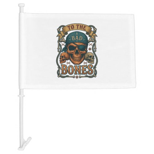 Bad Bones Pirate Skull Bandana Rope Crossbones Car Flag