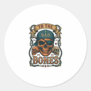 Bad Bones Pirate Skull Bandana Rope Crossbones Classic Round Sticker
