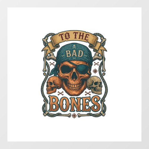 Bad Bones Pirate Skull Bandana Rope Crossbones Floor Decals