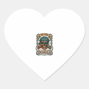 Bad Bones Pirate Skull Bandana Rope Crossbones Heart Sticker