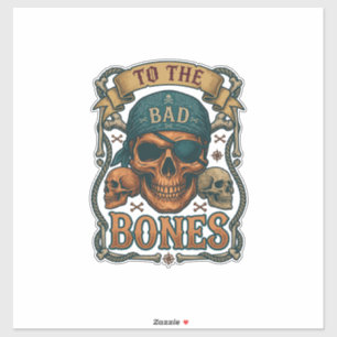 Bad Bones Pirate Skull Bandana Rope Crossbones Sticker