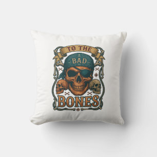 Bad Bones Pirate Skull Bandana Rope Crossbones Throw Pillow