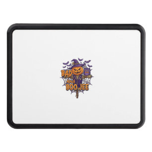 Bad Boo Jee Pumpkin Scarecrow Purple Owl Bats Hitch Cover
