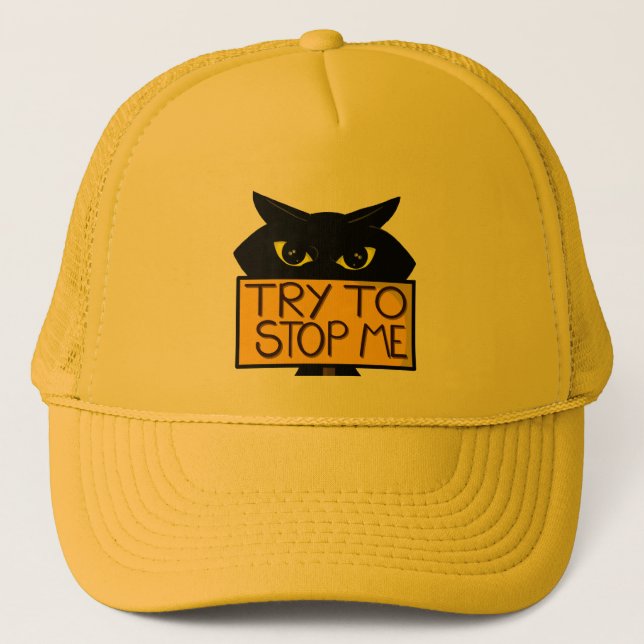 Bad Boogie -The Cat- "Try To" funny Tracker Hats (Front)