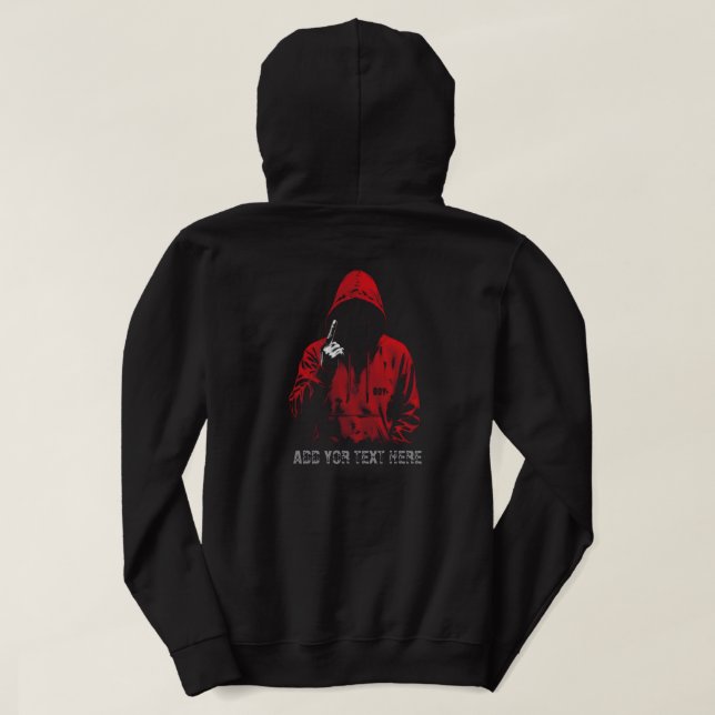 Bad Boy Red Hooded Figure | Dark Aesthetic Hoodie (Design Back)