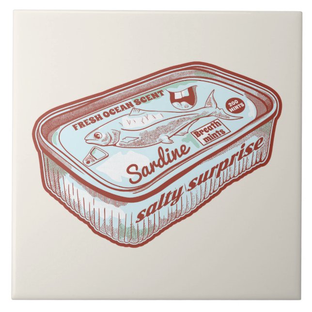 Bad breath funny Sardines tin Ceramic Tile (Front)