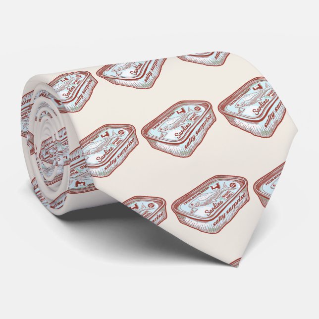 Bad breath funny Sardines tin Neck Tie (Rolled)