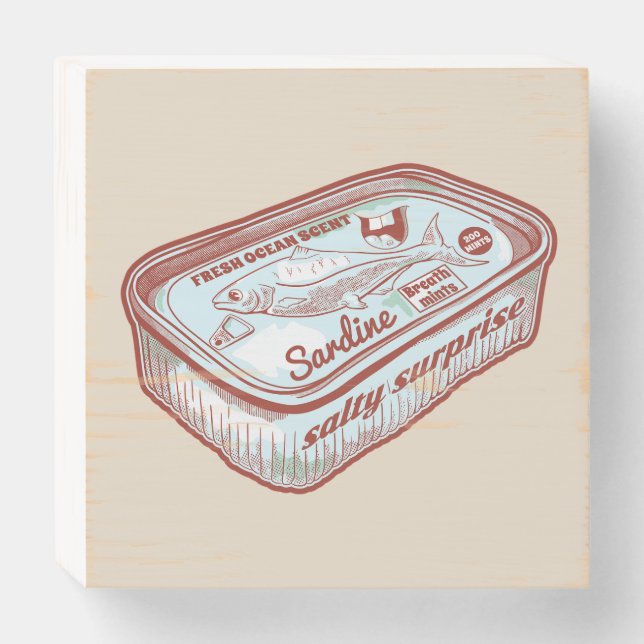 Bad breath funny Sardines tin Wooden Box Sign (Front Horizontal)