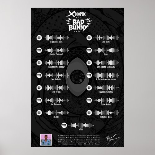 Bad Bunny X 100PRE Spotify Code Poster