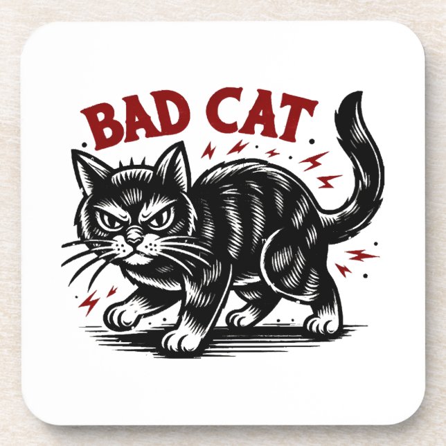 Bad Cat Beverage Coaster (Front)