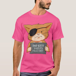 Bad Cat Gangster Mugshot Kitty For Pet Lovers T-Shirt