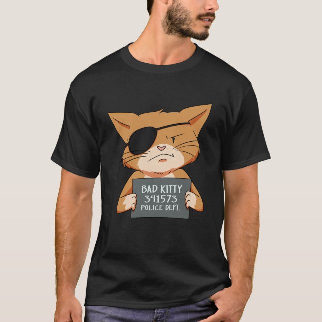 Bad Cat Gangster Mugshot Kitty For Pet T-Shirt (Front)