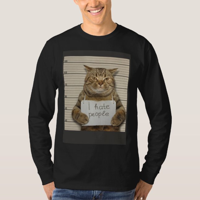 Bad Cat I Hate People T-Shirt (Front)