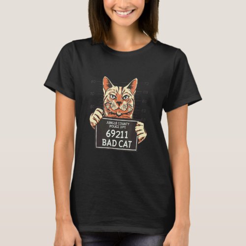 Bad Cat Mug Shot  Cat Owner Graphic T_Shirt