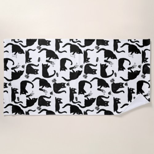 Bad Cats Knocking Stuff Over Beach Towel