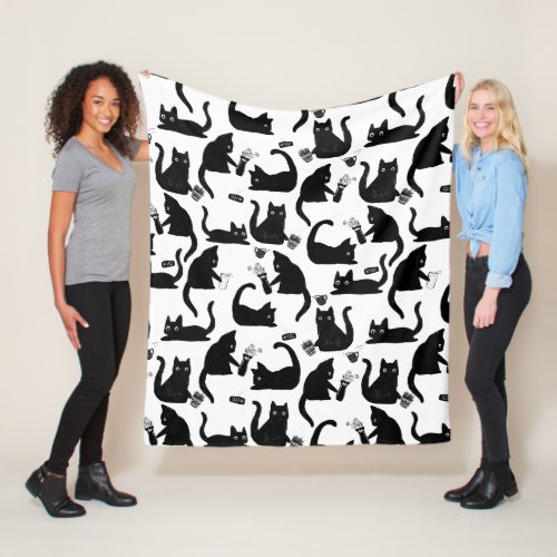 Bad Cats Knocking Stuff Over Fleece Blanket