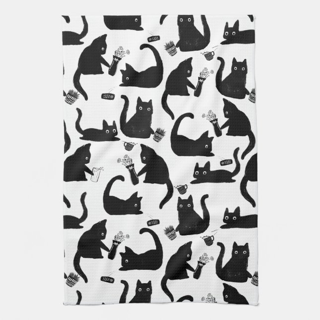 Bad Cats Knocking Stuff Over Kitchen Towel (Vertical)