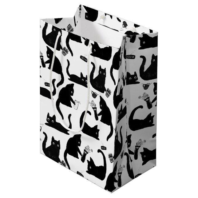 Bad Cats Knocking Stuff Over Medium Gift Bag (Front Angled)