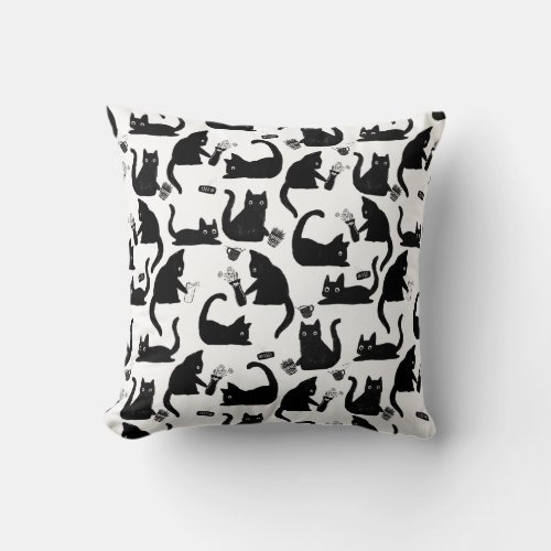 Bad Cats Knocking Stuff Over Throw Pillow
