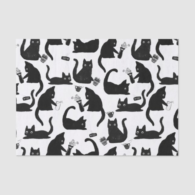 Bad Cats Knocking Stuff Over Tissue Paper (Front)