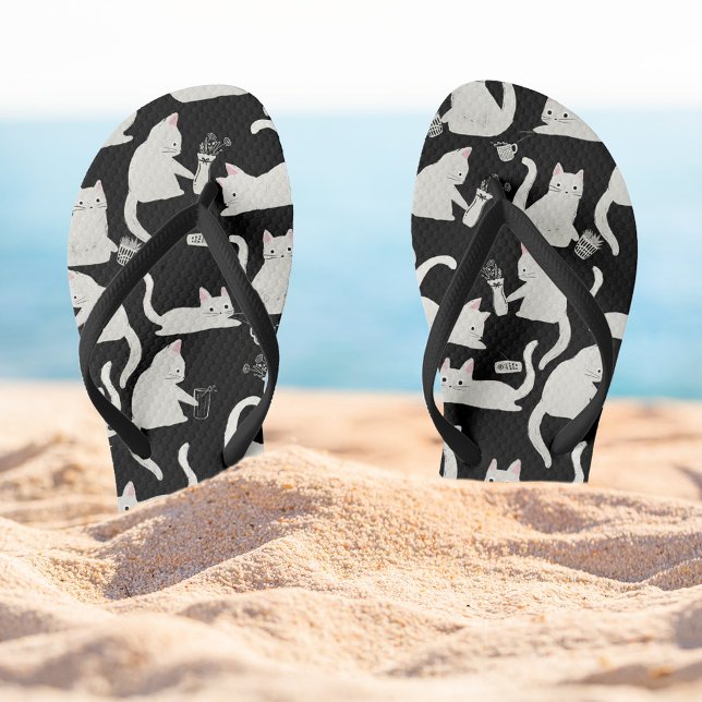 Bad Cats Knocking Stuff Over, White Cats on Black Flip Flops (Bad Cats in White Flip Flops)