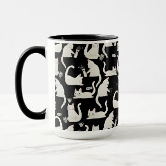 Bad Cats Knocking Stuff Over, White Cats on Black