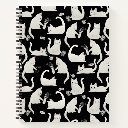 Bad Cats Knocking Stuff Over White Cats on Black Notebook