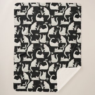 Bad Cats Knocking Stuff Over, White Cats on Black